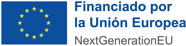 Logo de la Unión Europea con el texto "Financiado por la Unión Europea" y "NextGenerationEU", que representa iniciativas de financiamiento para proyectos de desarrollo y recuperación.