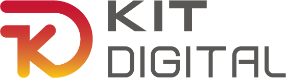 Logo de Kit Digital, un programa que impulsa la transformación digital de las pequeñas y medianas empresas en España, con un diseño moderno y colores vibrantes.